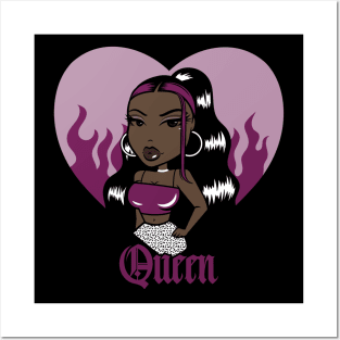 (white) Queen Doll girl Dark Purple-Heart Posters and Art